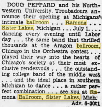 Ramona Ballroom/Dance Pavilion at Sister Lakes - JULY 1 1931 ARTICLE